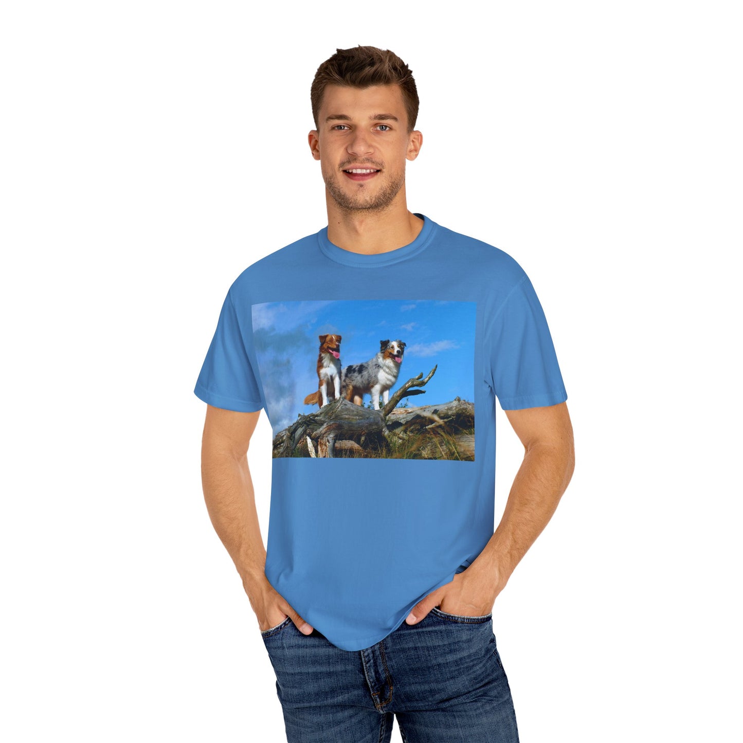 Miniature American Shepherd Group Nature-Inspired Dog Lover T-Shirt, Cute Dog Tee, Gift for Dog Owners, Casual Wear, Pet Lover Apparel