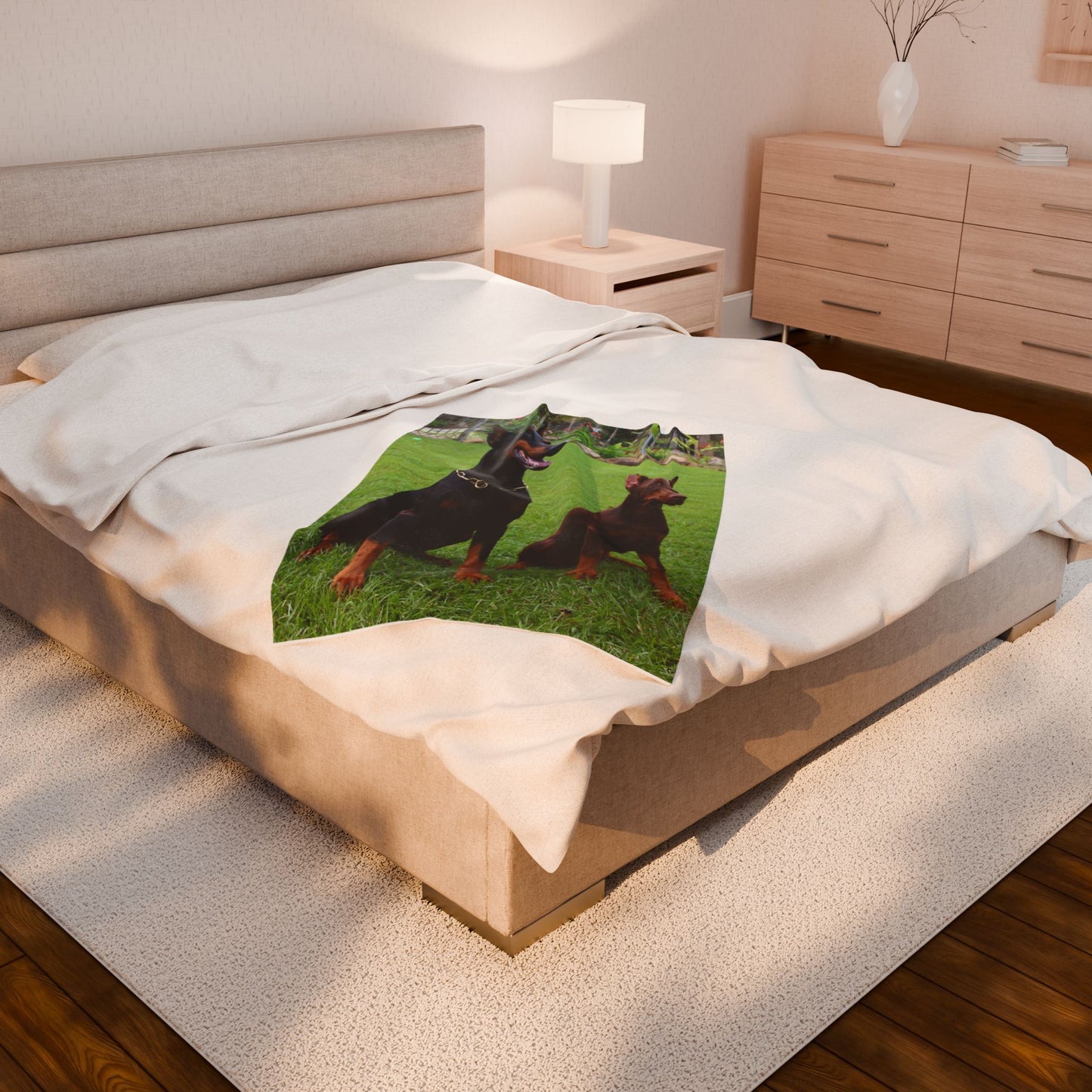 Doberman Dog Group Lovers Velveteen Plush Blanket | Cozy Pet Blanket for Home Decoration, Gift for Dog Owners, Animal Lover Cozy Throw