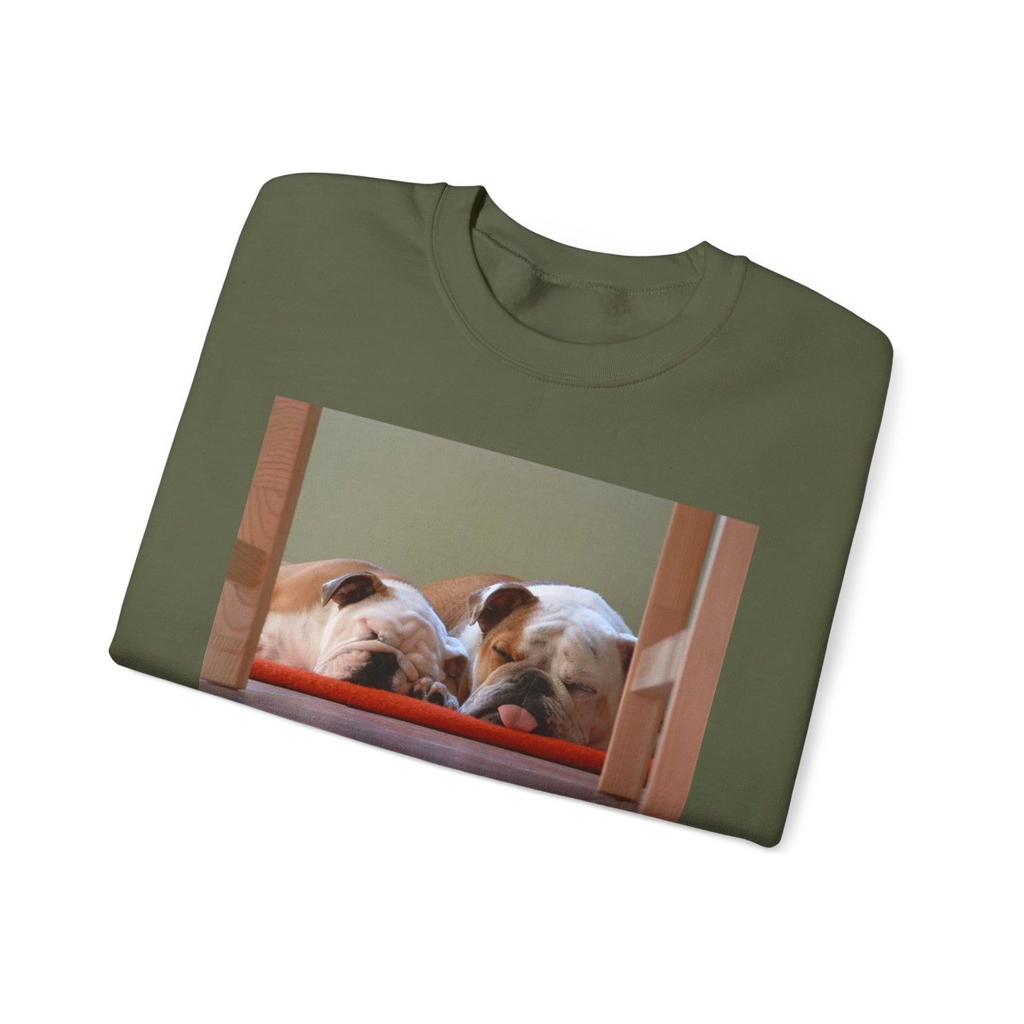 2 Sleeping Bulldogs Cozy Pet Lover Sweatshirt, Unisex Dog Sweatshirt, Cute Animal Crewneck, Gift for Dog Owners, Casual Lounge Wear
