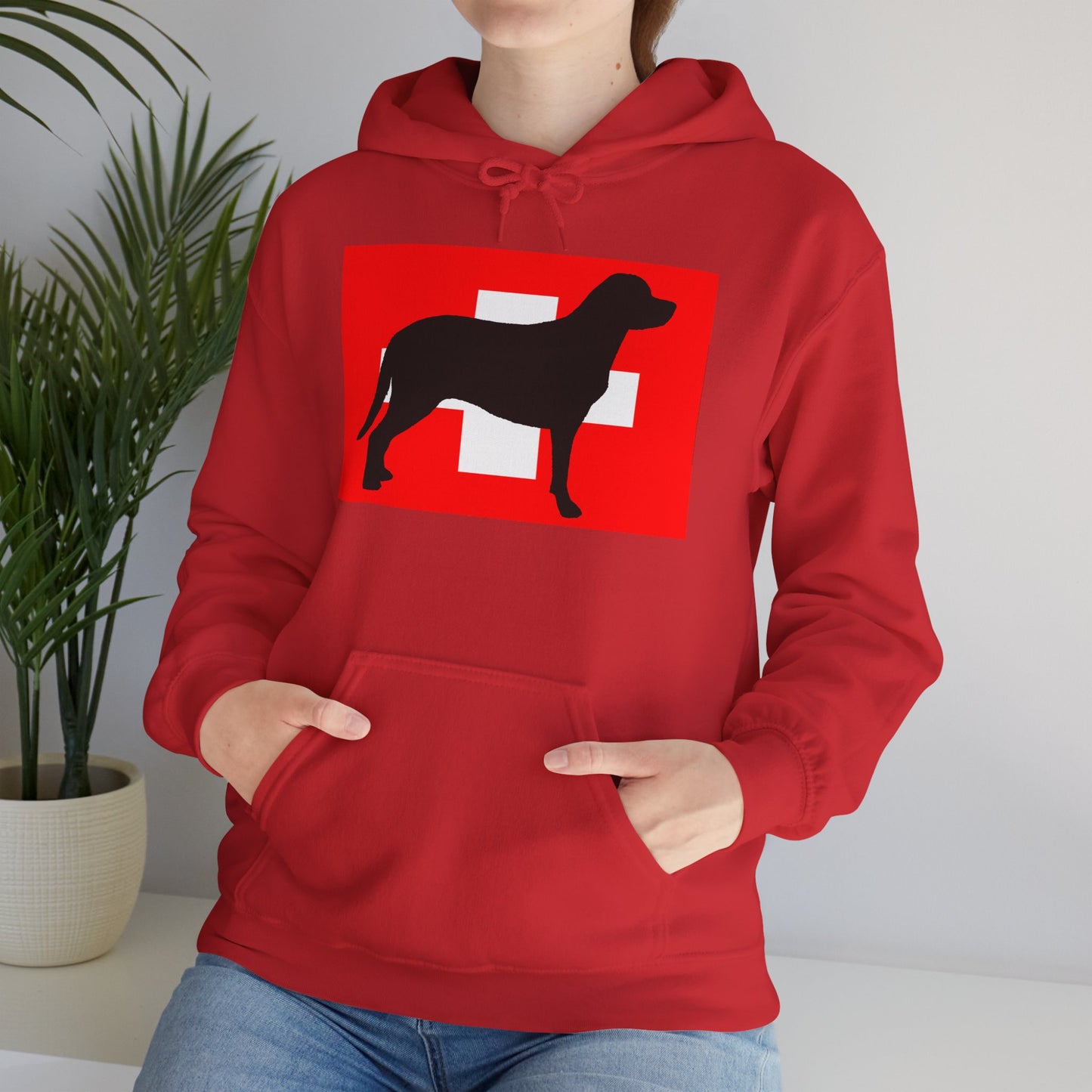 Greater Swiss Mountain Dog Silhouette Hoodie - Unisex Heavy Blend Sweatshirt for Animal Lovers, Pet Owners, Swiss Pride, Gift for Her, Casual Wear