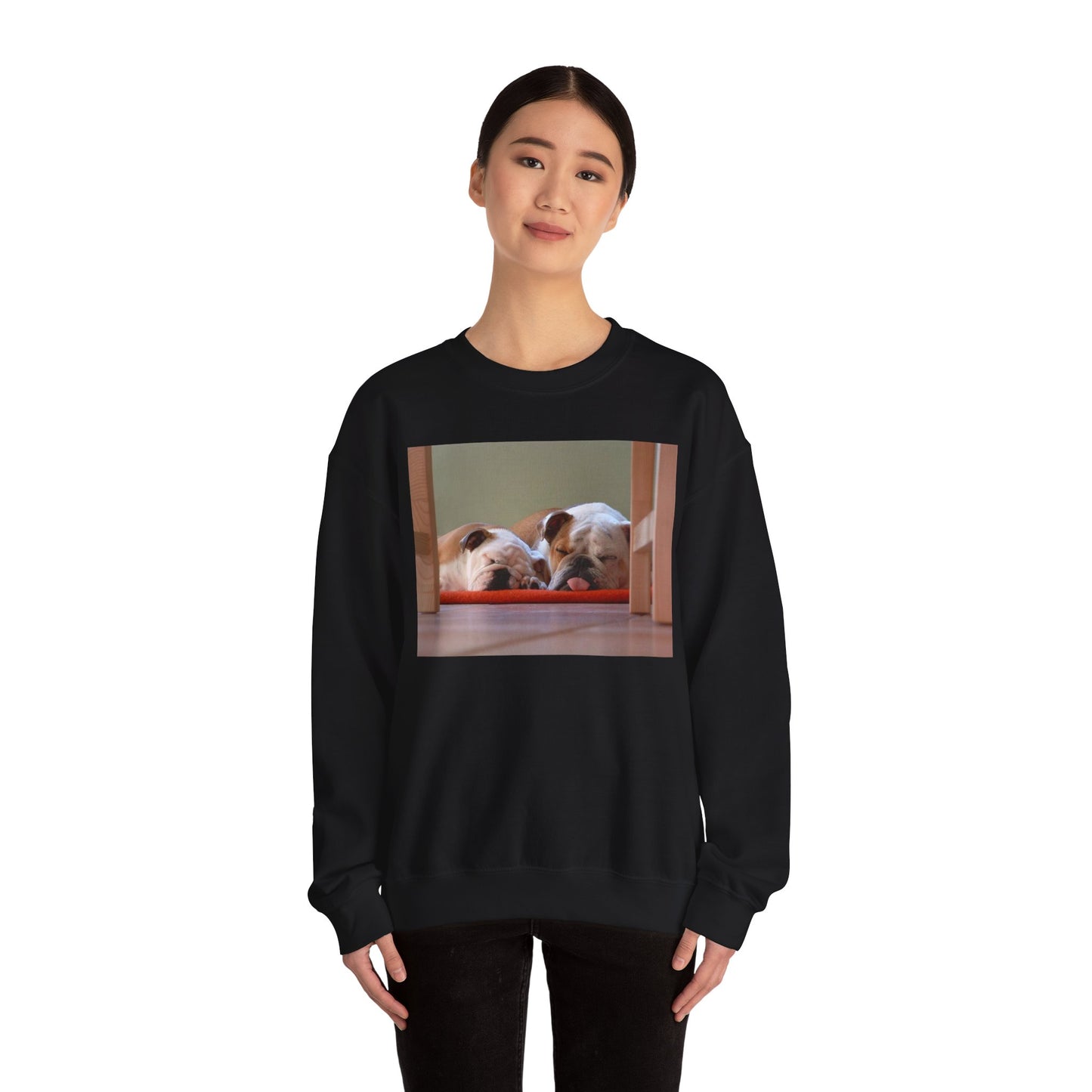 2 Sleeping Bulldogs Cozy Pet Lover Sweatshirt, Unisex Dog Sweatshirt, Cute Animal Crewneck, Gift for Dog Owners, Casual Lounge Wear
