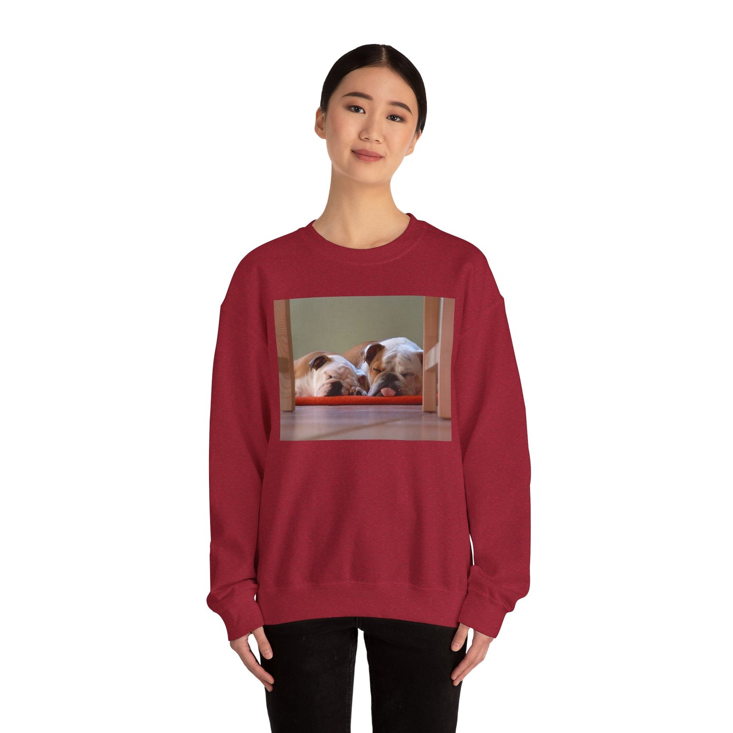 2 Sleeping Bulldogs Cozy Pet Lover Sweatshirt, Unisex Dog Sweatshirt, Cute Animal Crewneck, Gift for Dog Owners, Casual Lounge Wear