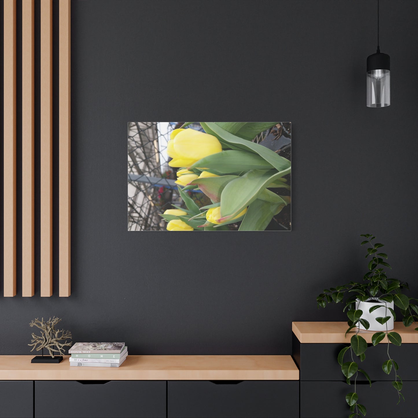 Yellow Tulip Stretched Canvas Art - Vibrant Floral Decor for Home & Gifts