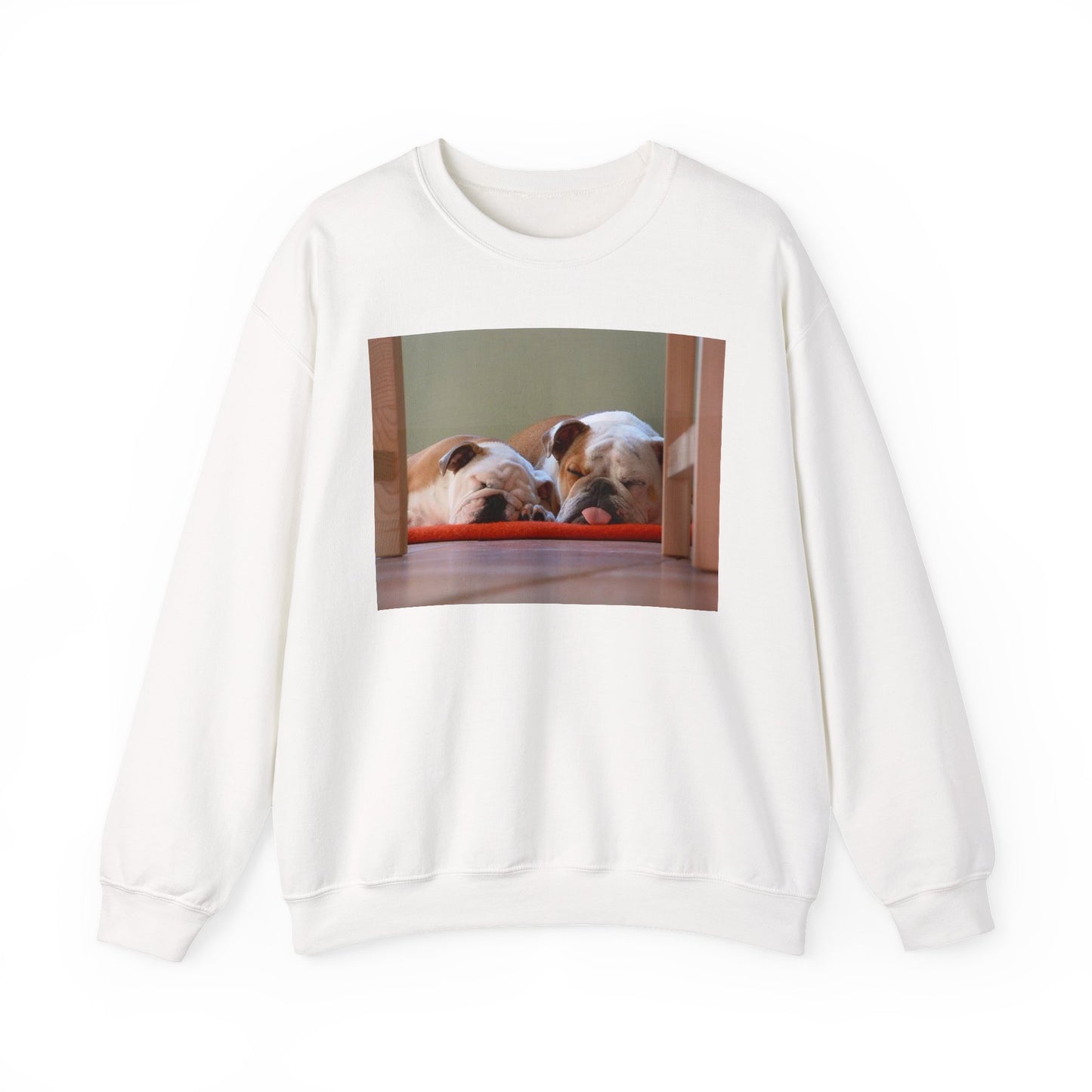 2 Sleeping Bulldogs Cozy Pet Lover Sweatshirt, Unisex Dog Sweatshirt, Cute Animal Crewneck, Gift for Dog Owners, Casual Lounge Wear