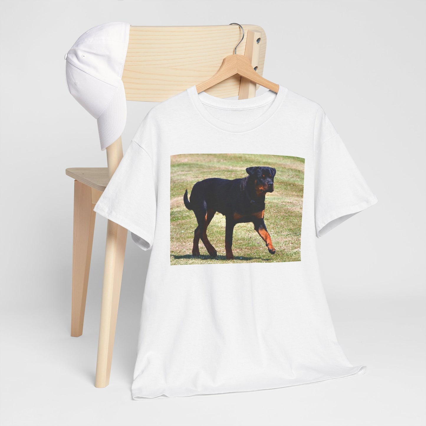 Stylish Rottweiler Walking Tee for Dog Lovers, Unisex Heavy Cotton T-Shirt, Animal Lover Gift, Pet Owner Apparel, Casual Wear, Birthday Present