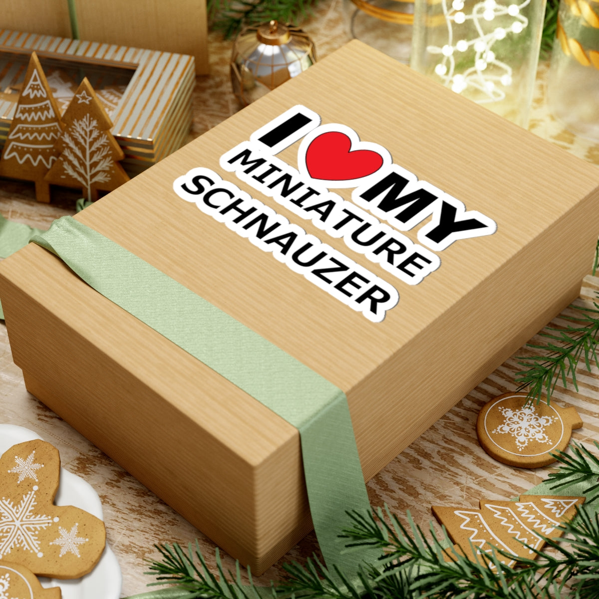 Cute I Love My Miniature Schnauzer Kiss-Cut Stickers, Dog Lover Stickers, Pet Merchandise, Gifts for Dog Owners, Car Decals, Laptop Stickers