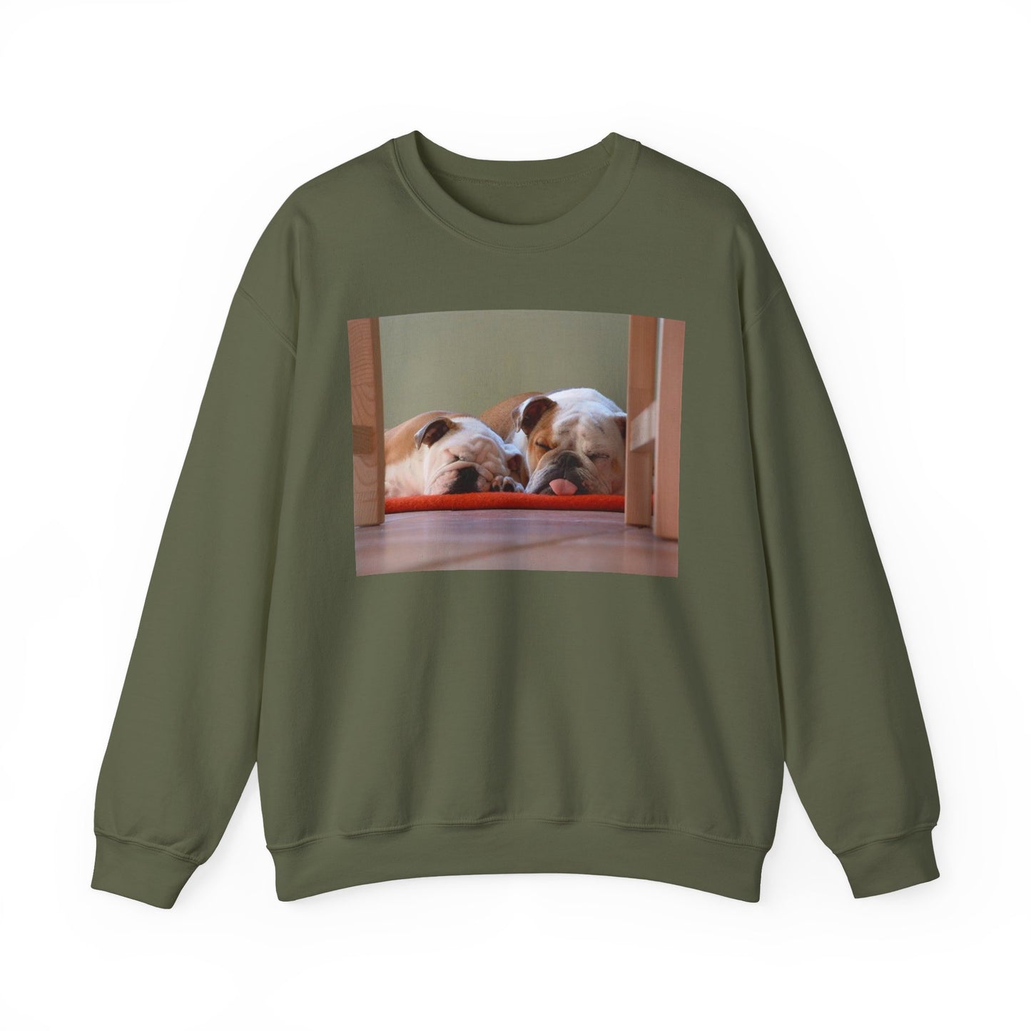 2 Sleeping Bulldogs Cozy Pet Lover Sweatshirt, Unisex Dog Sweatshirt, Cute Animal Crewneck, Gift for Dog Owners, Casual Lounge Wear