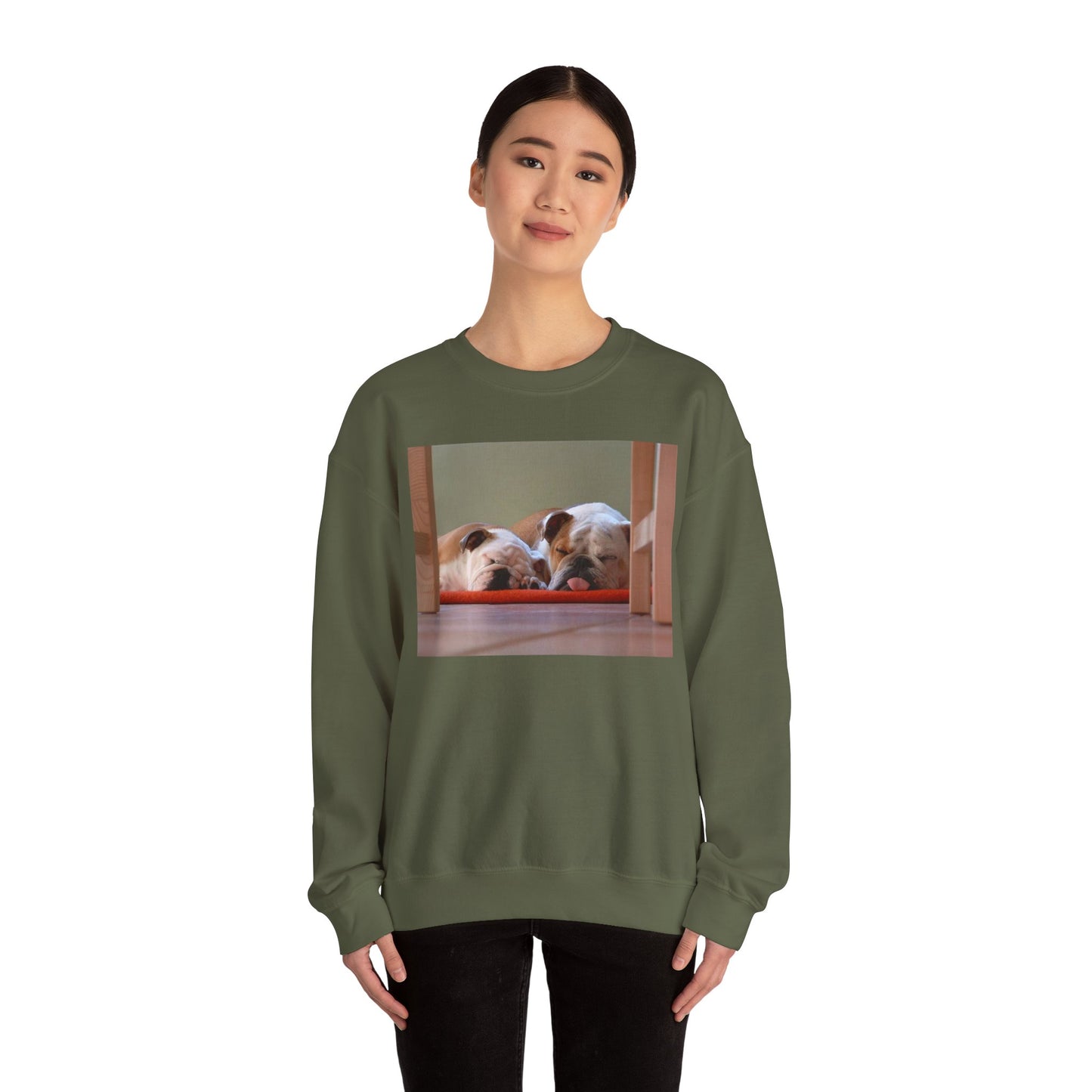 2 Sleeping Bulldogs Cozy Pet Lover Sweatshirt, Unisex Dog Sweatshirt, Cute Animal Crewneck, Gift for Dog Owners, Casual Lounge Wear