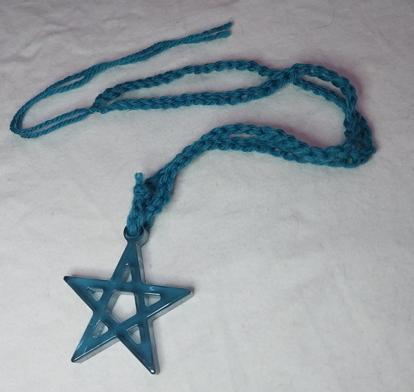 Pentagram Clear Blue Resin Necklace