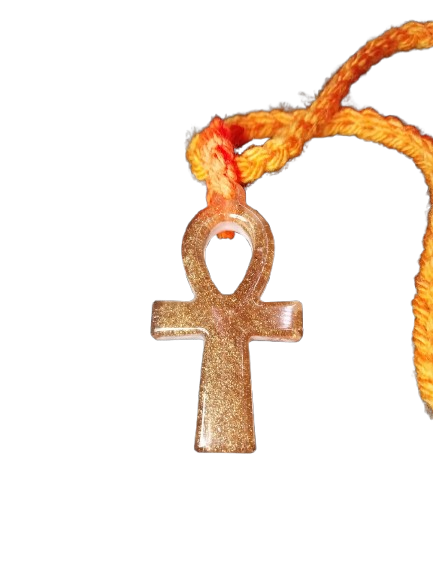 Egyptian Ankh Copper Sparkly Resin Necklace
