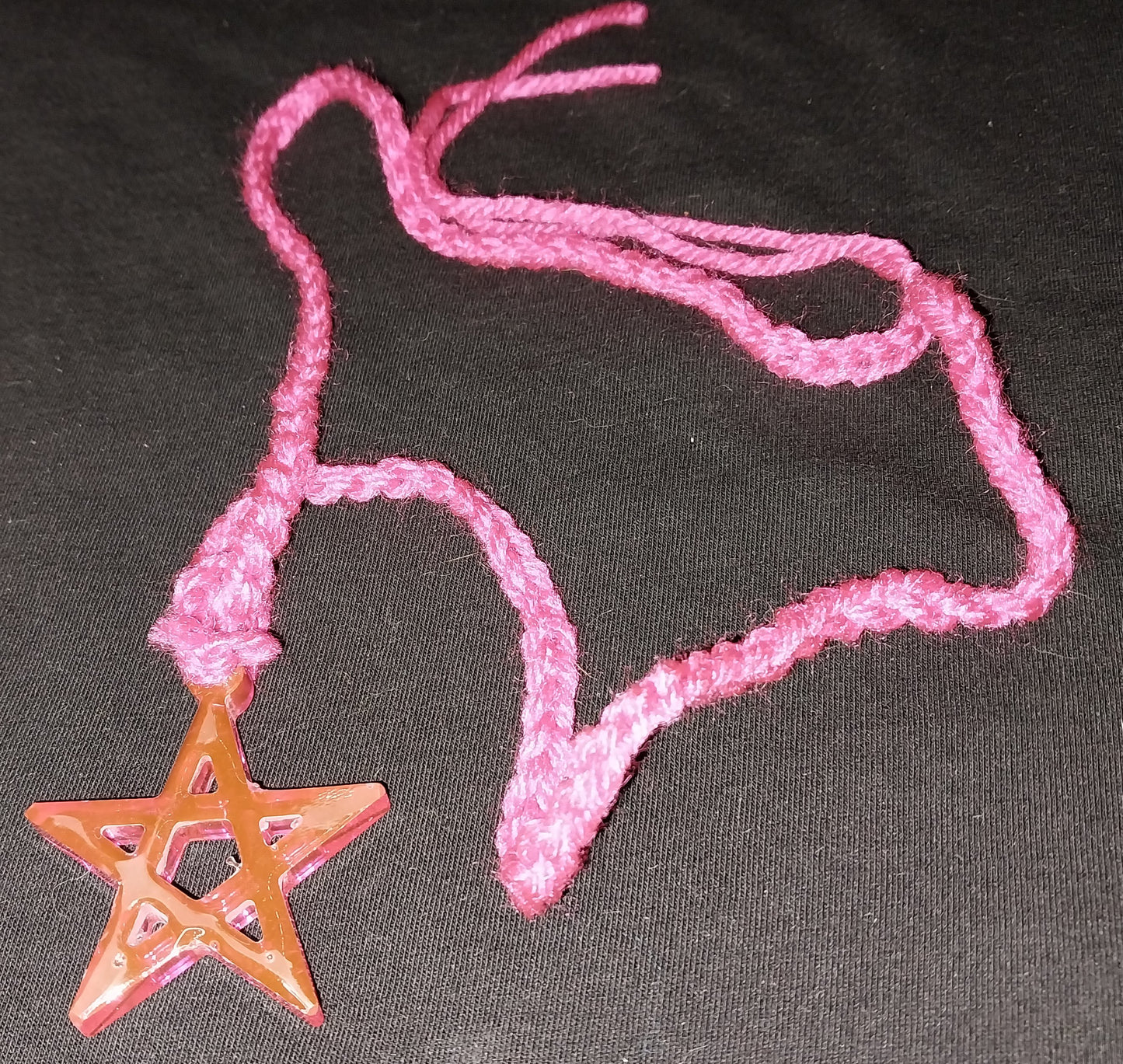 Pentagram Clear Pink Resin Necklace