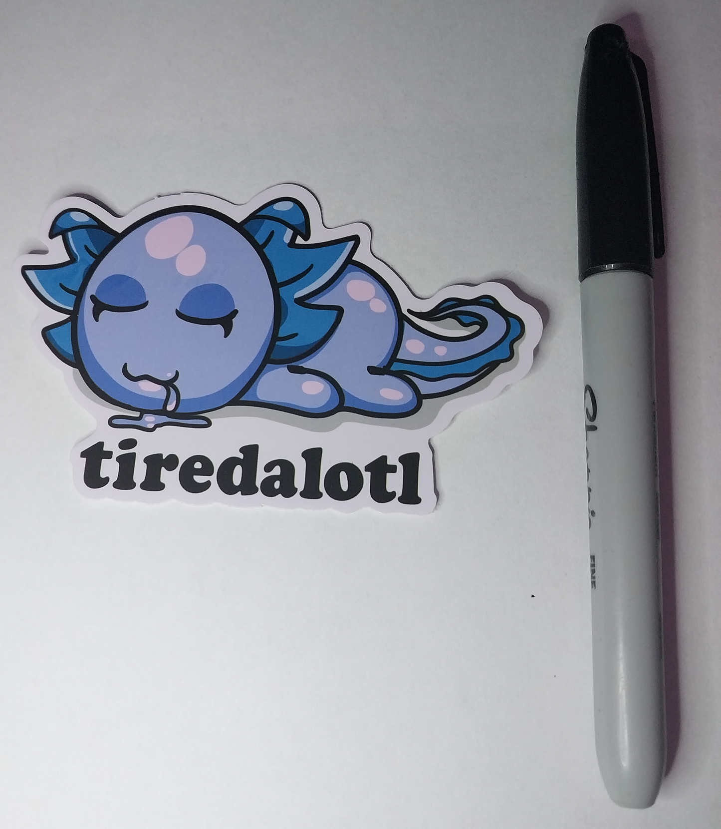 Axolotl Blue Tiredalotl Sticker
