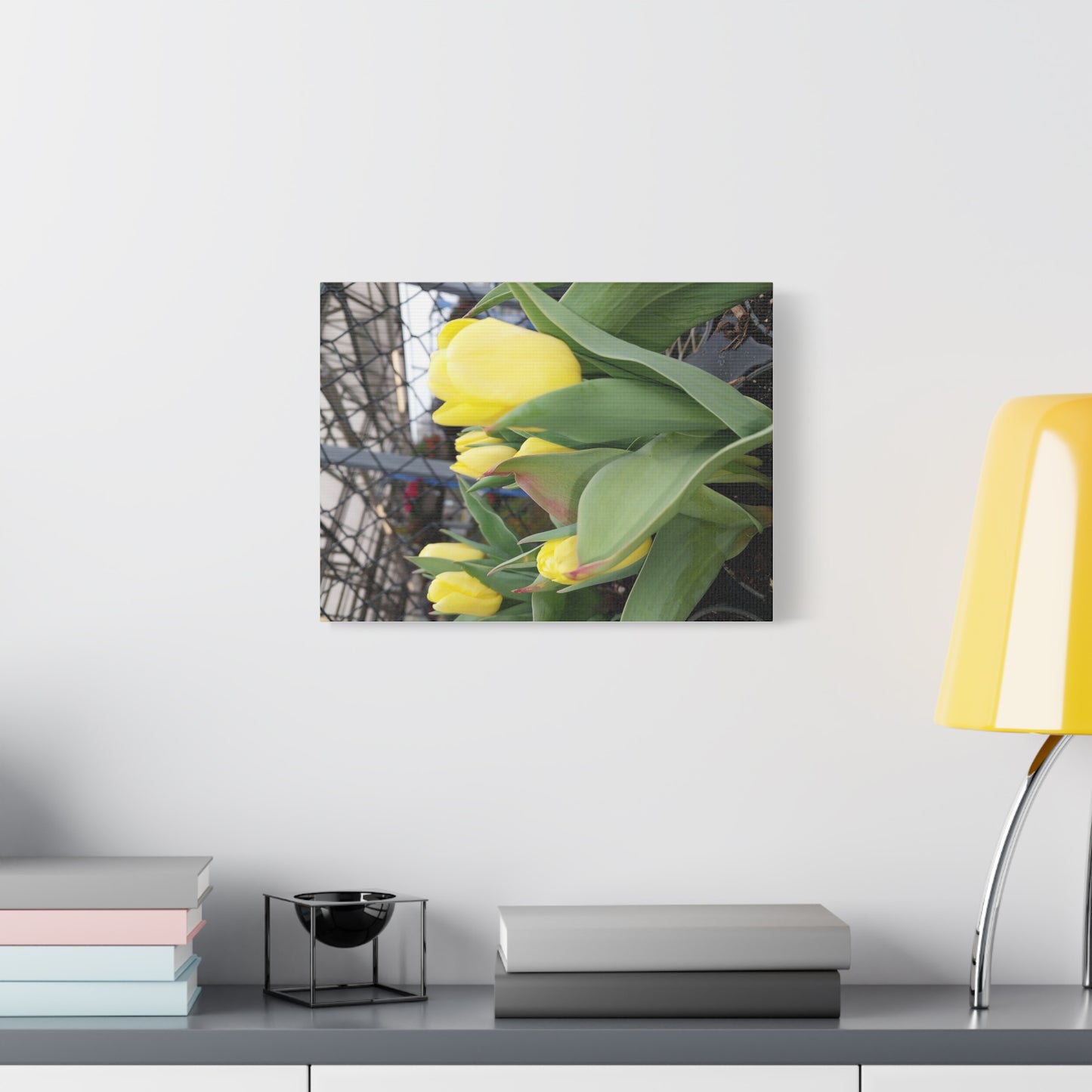 Yellow Tulip Stretched Canvas Art - Vibrant Floral Decor for Home & Gifts