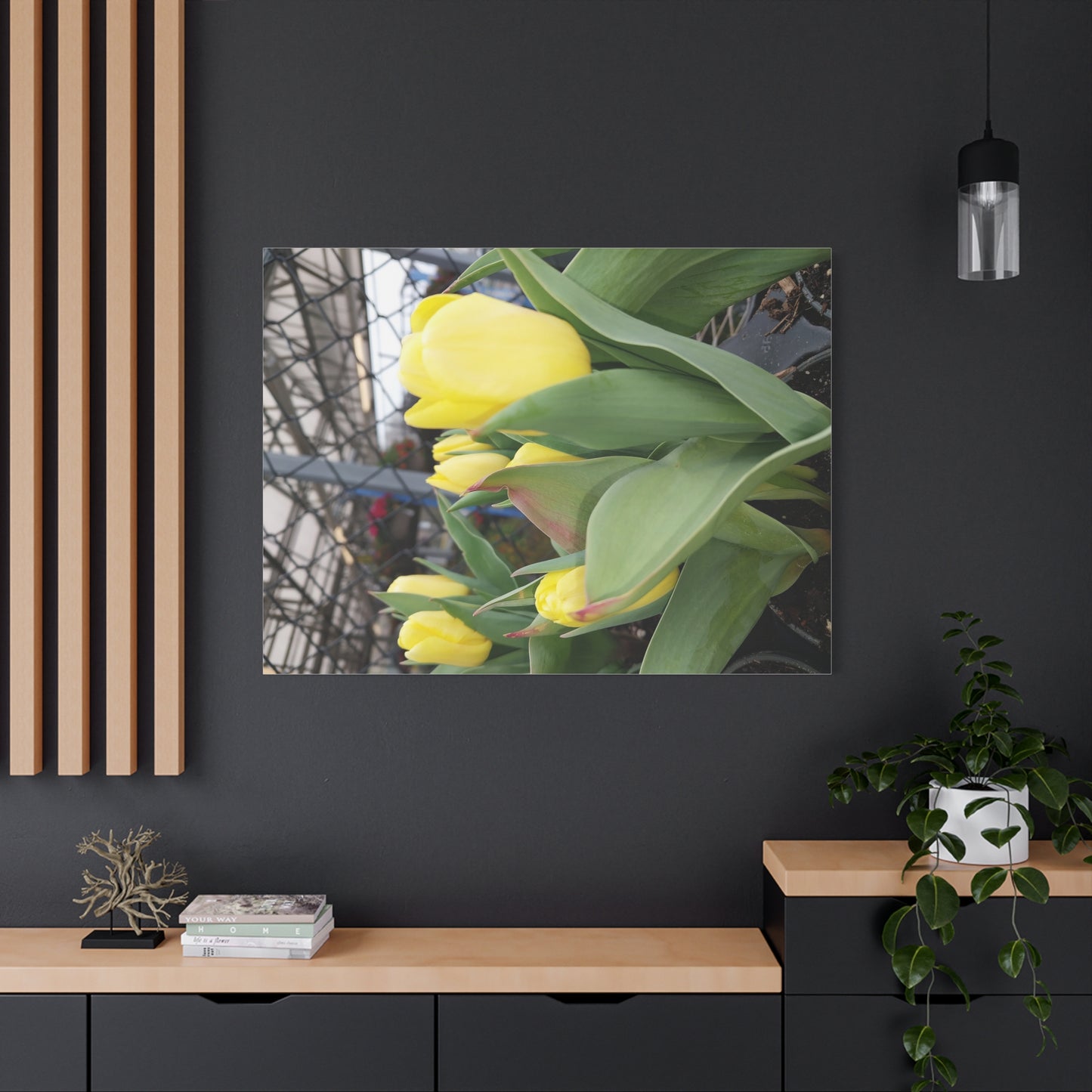 Yellow Tulip Stretched Canvas Art - Vibrant Floral Decor for Home & Gifts