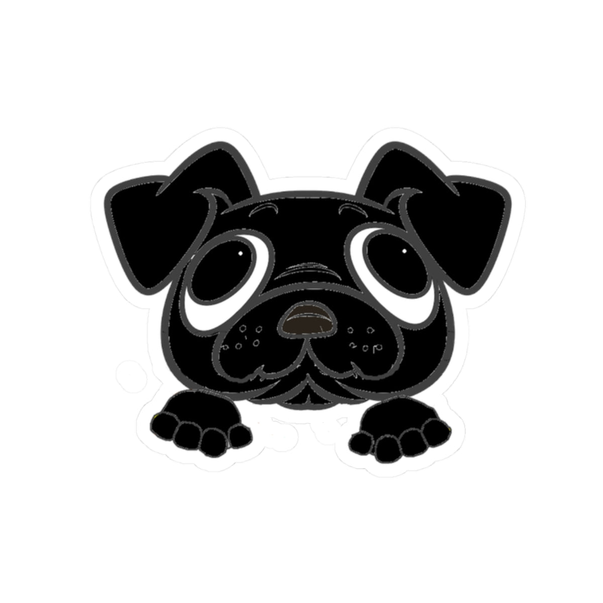 Pug Black Cartoon Adorable Pug Kiss-Cut Stickers | Cute Dog Vinyl Decals for Pet Lovers, Laptop Stickers, Fun Gifts, Dog-themed Decor