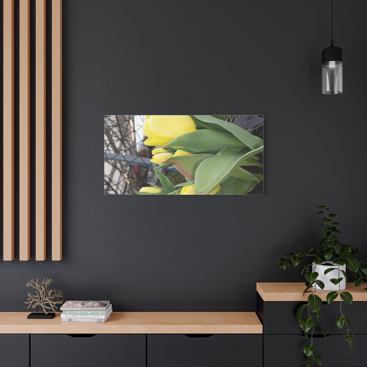 Yellow Tulip Stretched Canvas Art - Vibrant Floral Decor for Home & Gifts