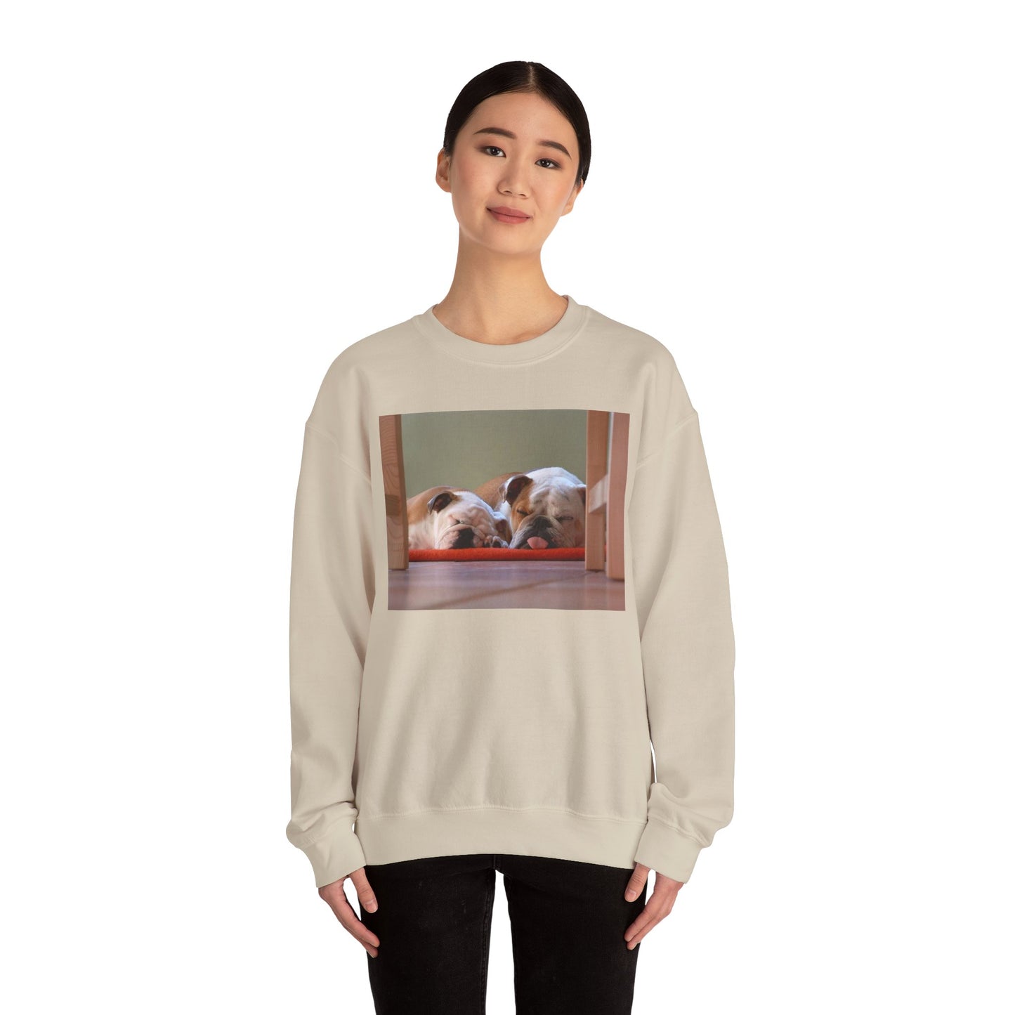 2 Sleeping Bulldogs Cozy Pet Lover Sweatshirt, Unisex Dog Sweatshirt, Cute Animal Crewneck, Gift for Dog Owners, Casual Lounge Wear