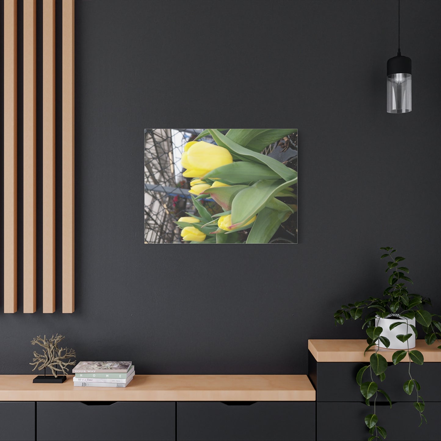Yellow Tulip Stretched Canvas Art - Vibrant Floral Decor for Home & Gifts
