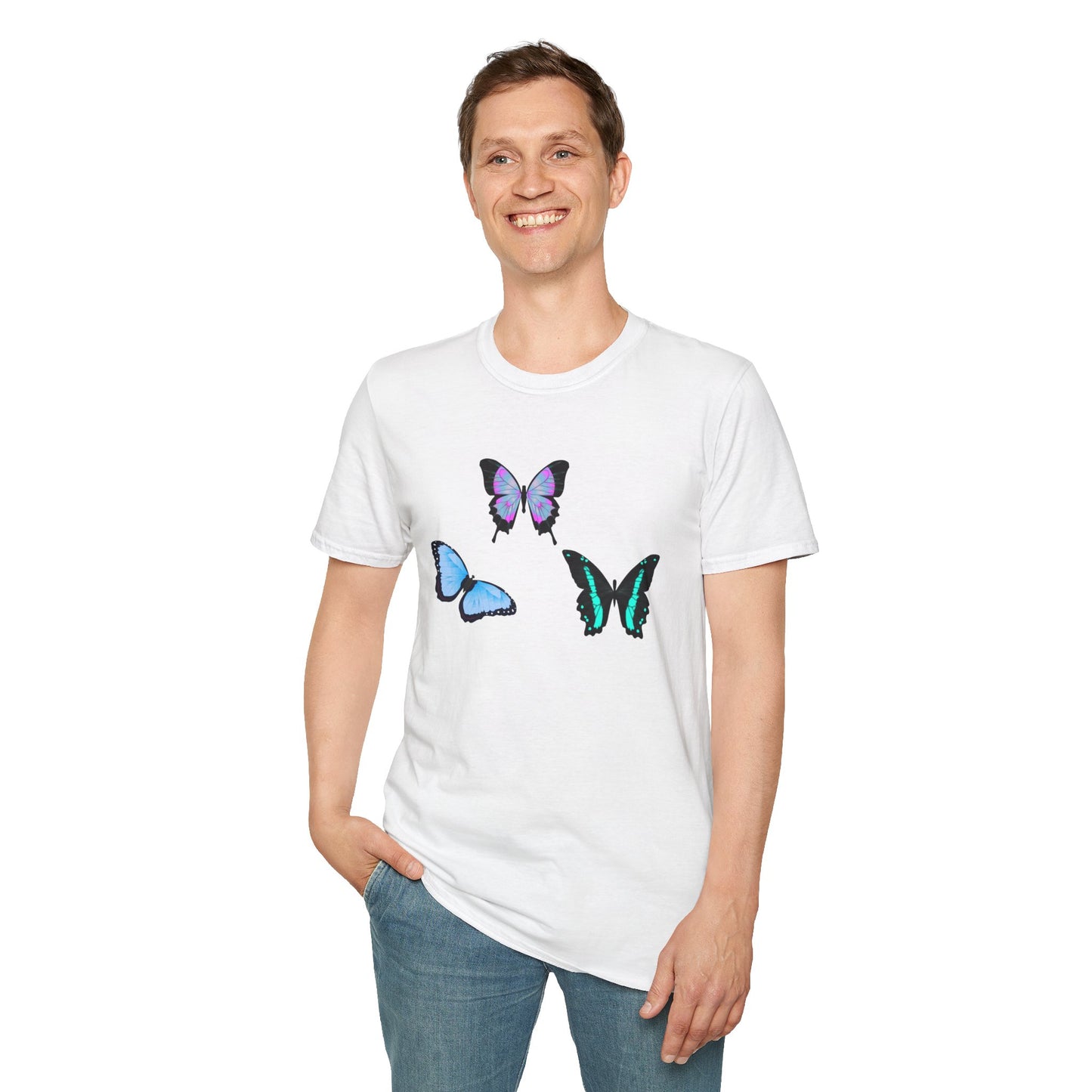 Colorful Butterfly Graphic Unisex Softstyle T-Shirt | Casual Wear, Summer Fashion, Gift for Nature Lovers, Birthday Tee, Eco-Friendly [...]
