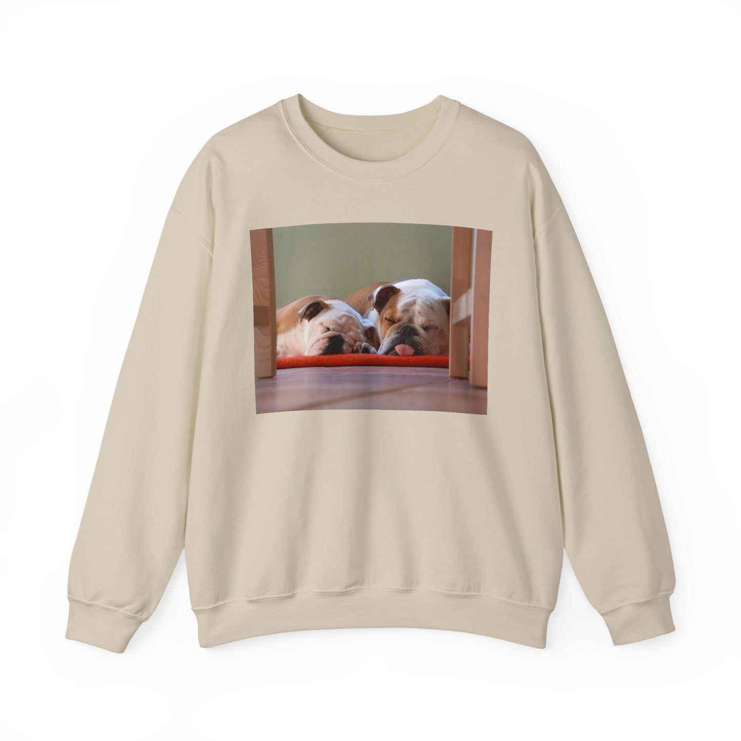 2 Sleeping Bulldogs Cozy Pet Lover Sweatshirt, Unisex Dog Sweatshirt, Cute Animal Crewneck, Gift for Dog Owners, Casual Lounge Wear