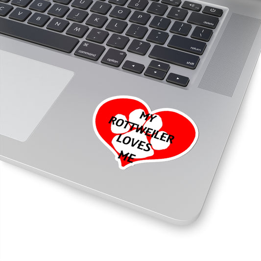 My Rottweiler Loves Me Stickers | Heart Paw Print Decal, Pet Lover Gifts, Dog Mom Stickers, Cute Car Decor, Valentine’s Day