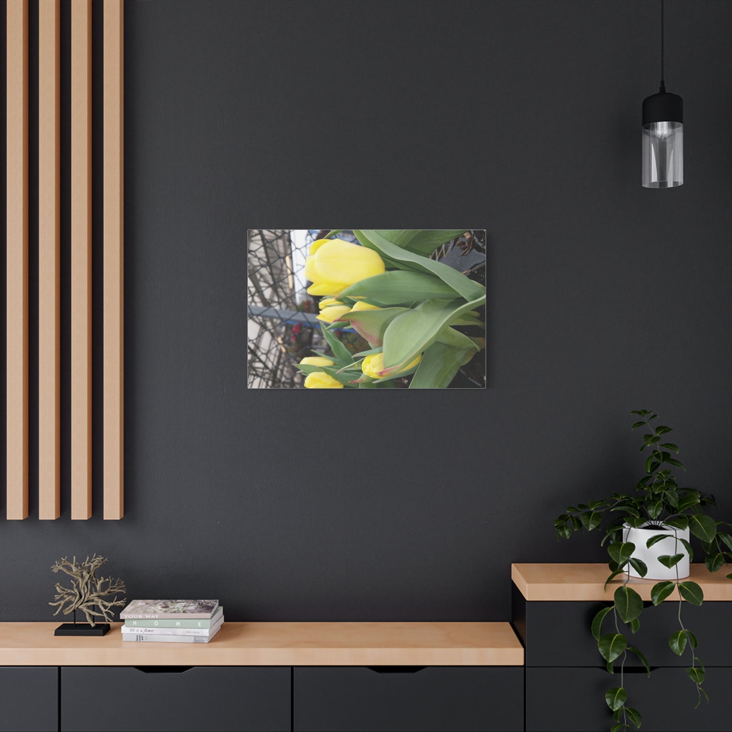 Yellow Tulip Stretched Canvas Art - Vibrant Floral Decor for Home & Gifts
