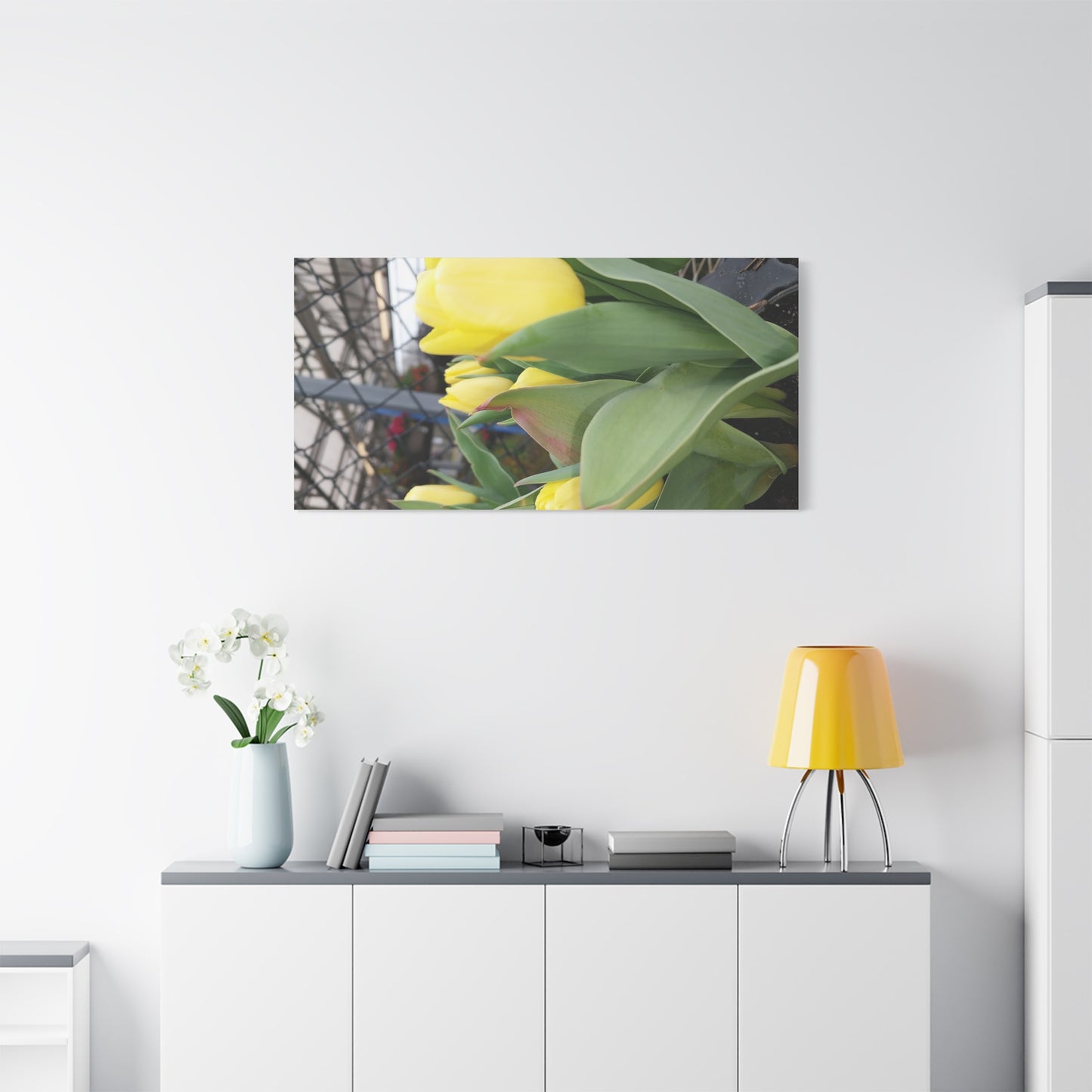 Yellow Tulip Stretched Canvas Art - Vibrant Floral Decor for Home & Gifts