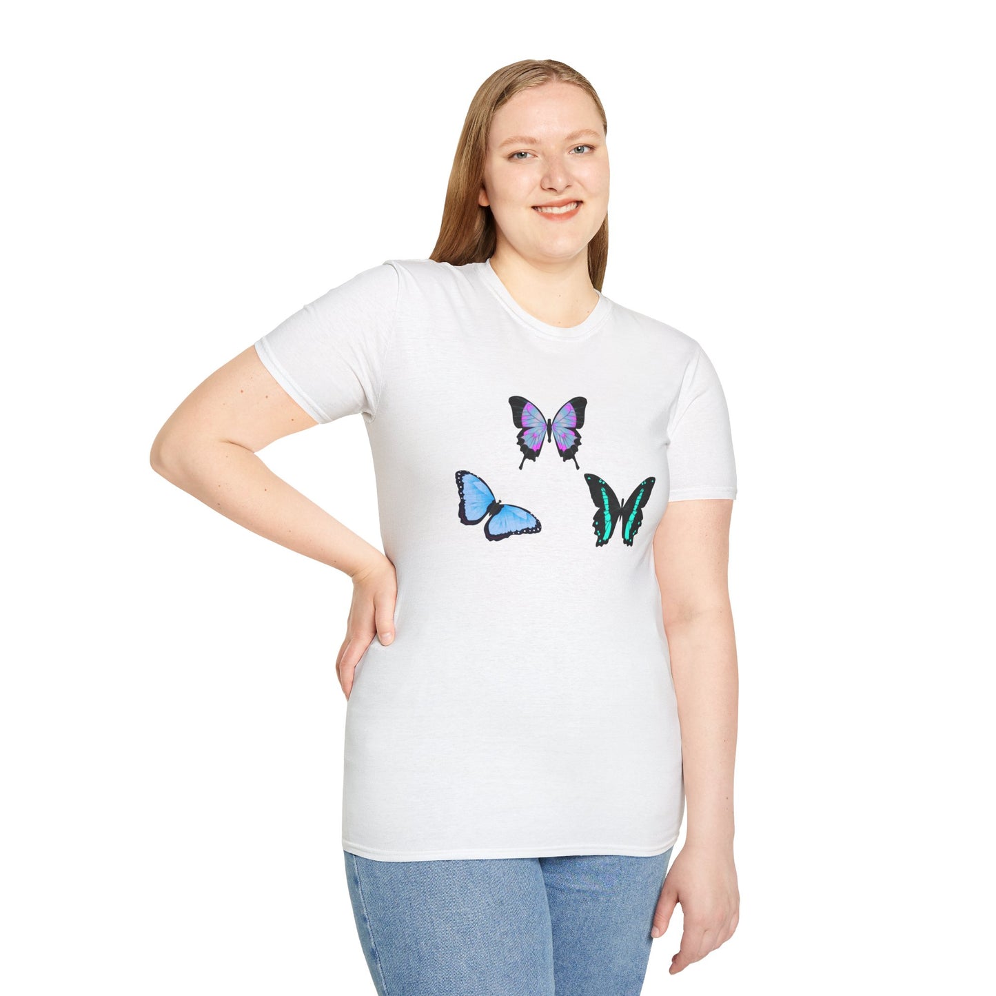 Colorful Butterfly Graphic Unisex Softstyle T-Shirt | Casual Wear, Summer Fashion, Gift for Nature Lovers, Birthday Tee, Eco-Friendly [...]