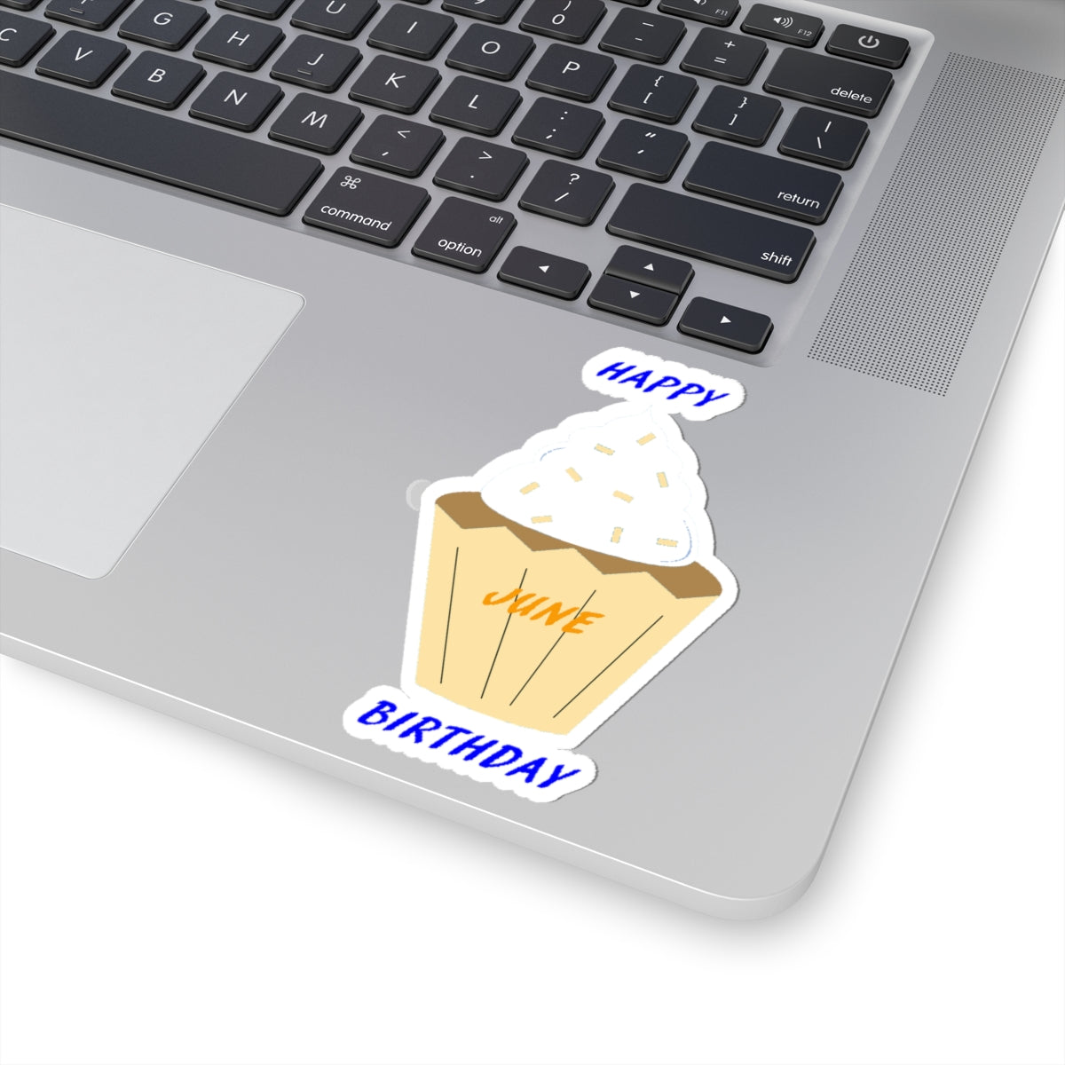 Happy Birthday June Kiss-Cut Stickers - Fun Cupcake Design for Celebrations
