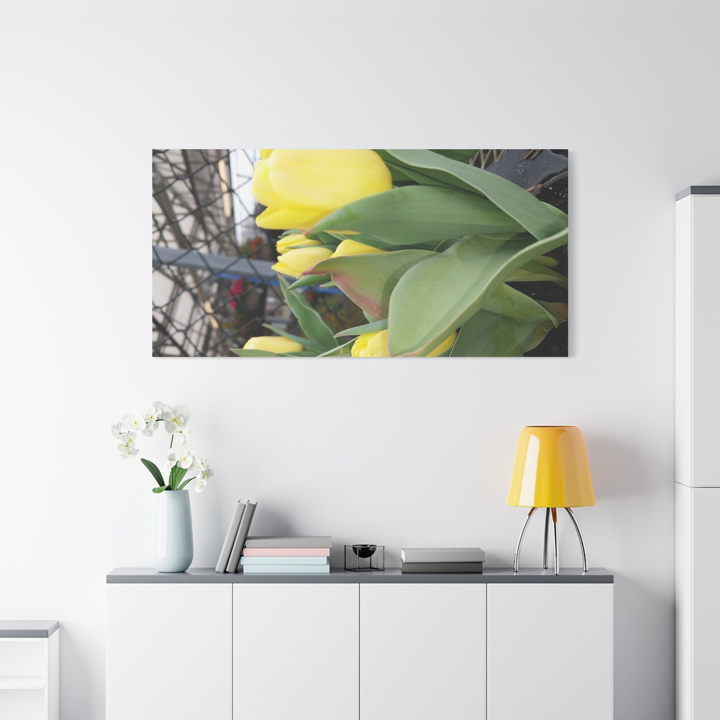 Yellow Tulip Stretched Canvas Art - Vibrant Floral Decor for Home & Gifts