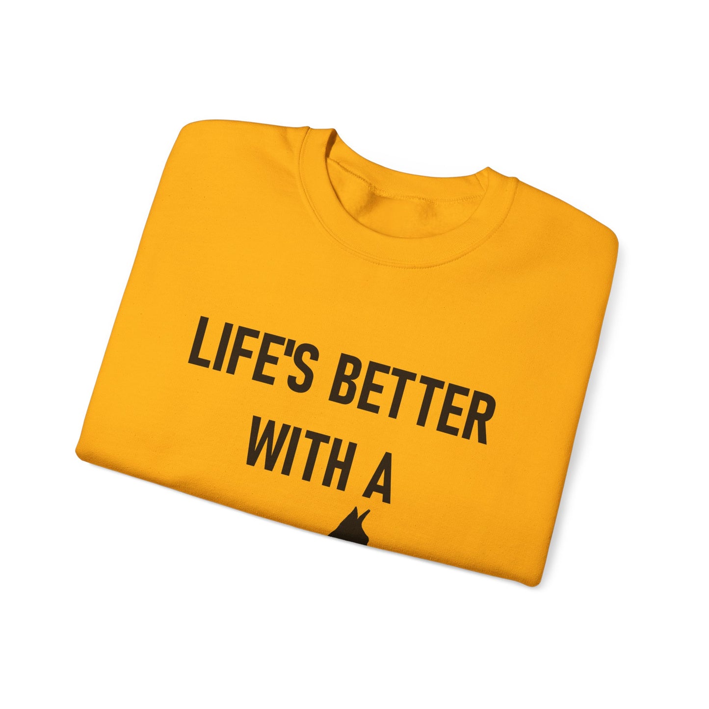 Life's Better with a ( miniature pinscher silhouette )Dog Sweatshirt, Cozy Dog Lover Crewneck, Unisex Fleece Pullover, Pet Parent Gift, Casual Everyday Wear