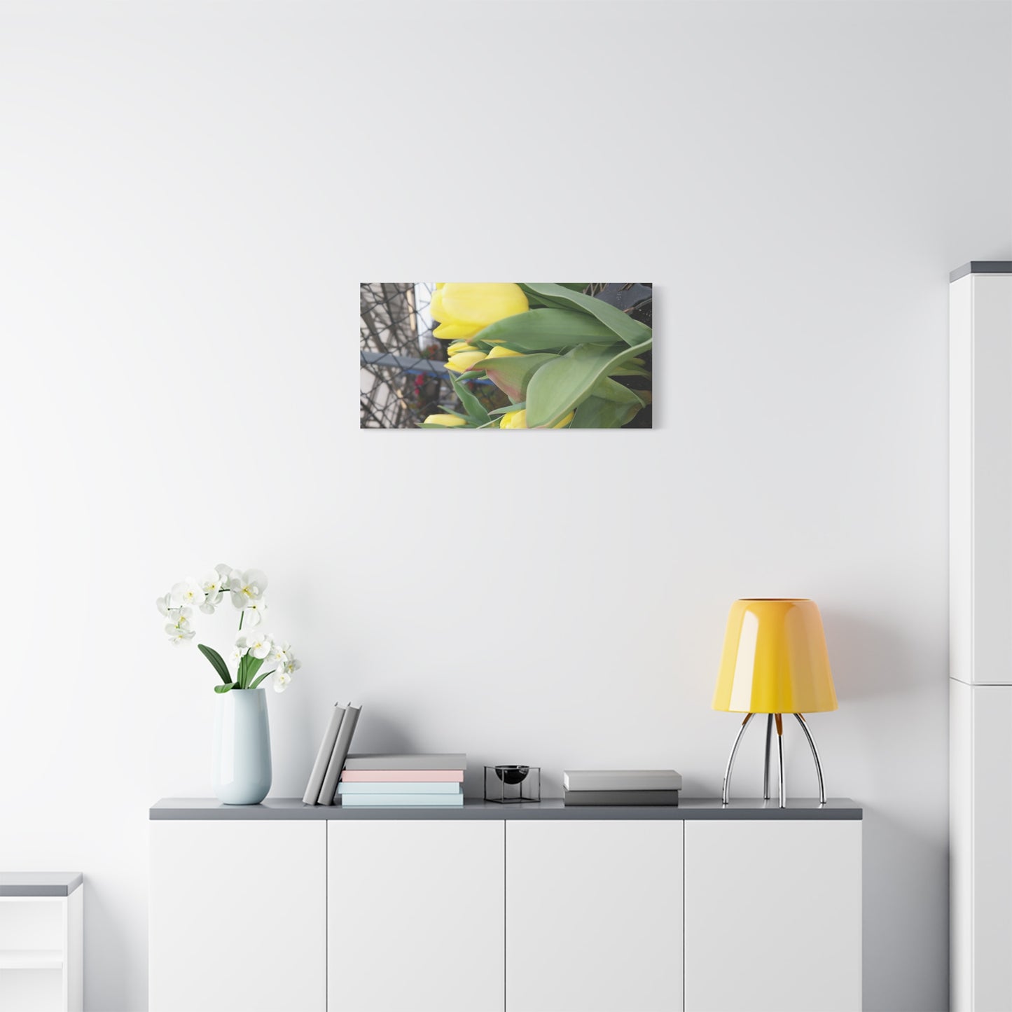 Yellow Tulip Stretched Canvas Art - Vibrant Floral Decor for Home & Gifts