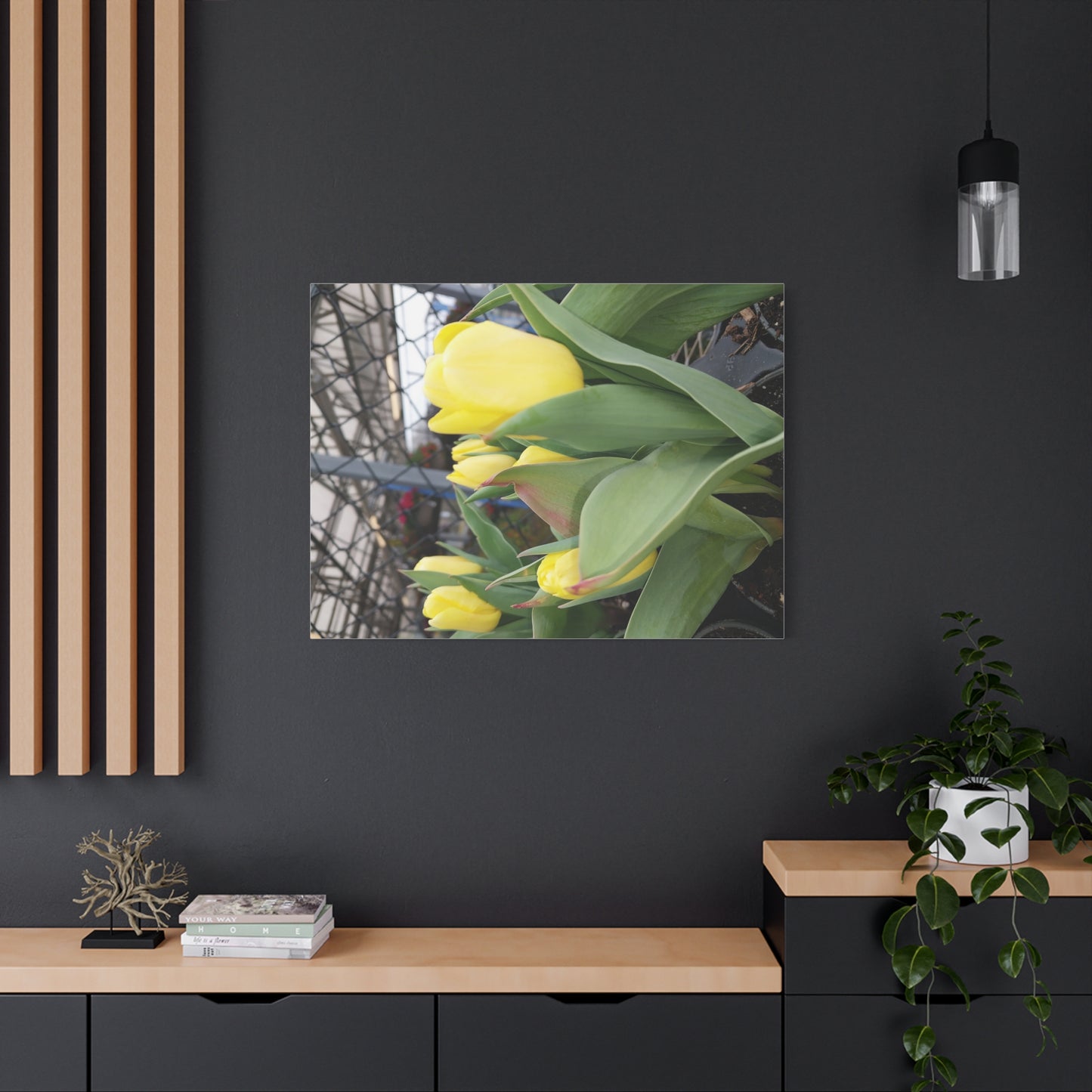 Yellow Tulip Stretched Canvas Art - Vibrant Floral Decor for Home & Gifts