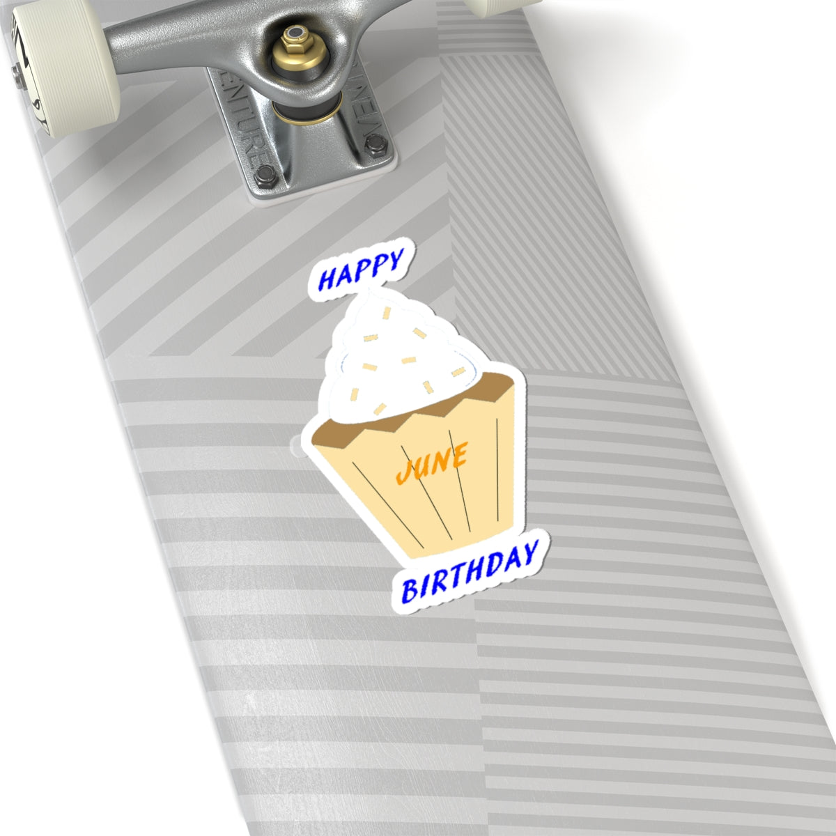 Happy Birthday June Kiss-Cut Stickers - Fun Cupcake Design for Celebrations