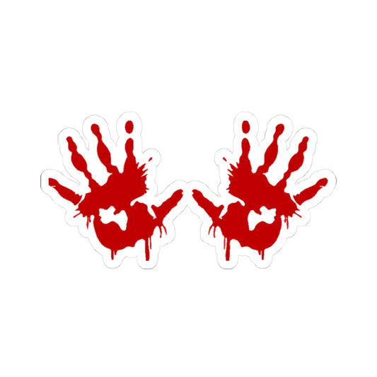 Bloody Handprint Kiss-Cut Stickers - Perfect for Spooky Decor and Halloween