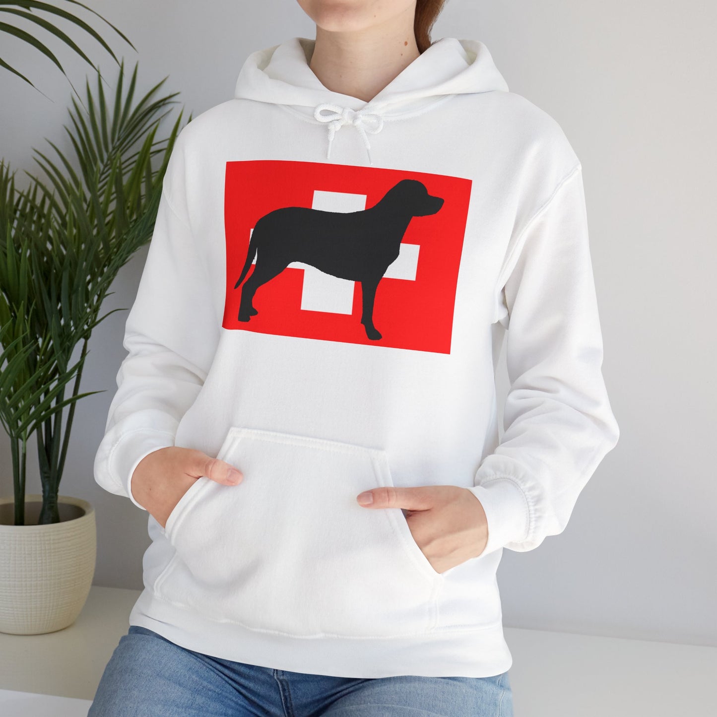 Greater Swiss Mountain Dog Silhouette Hoodie - Unisex Heavy Blend Sweatshirt for Animal Lovers, Pet Owners, Swiss Pride, Gift for Her, Casual Wear