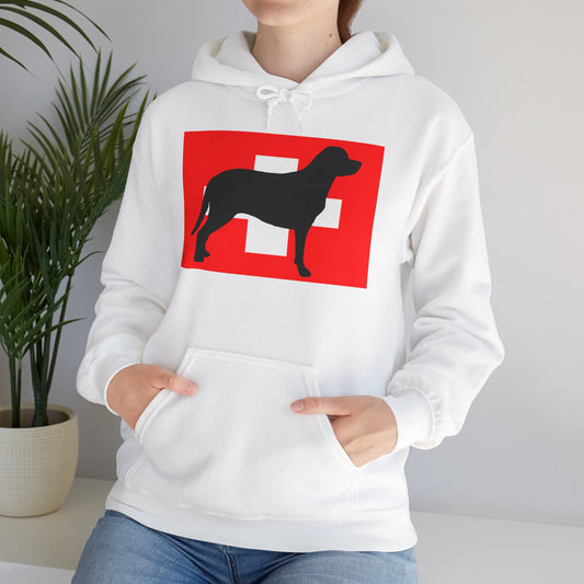 Greater Swiss Mountain Dog Silhouette Hoodie - Unisex Heavy Blend Sweatshirt for Animal Lovers, Pet Owners, Swiss Pride, Gift for Her, Casual Wear