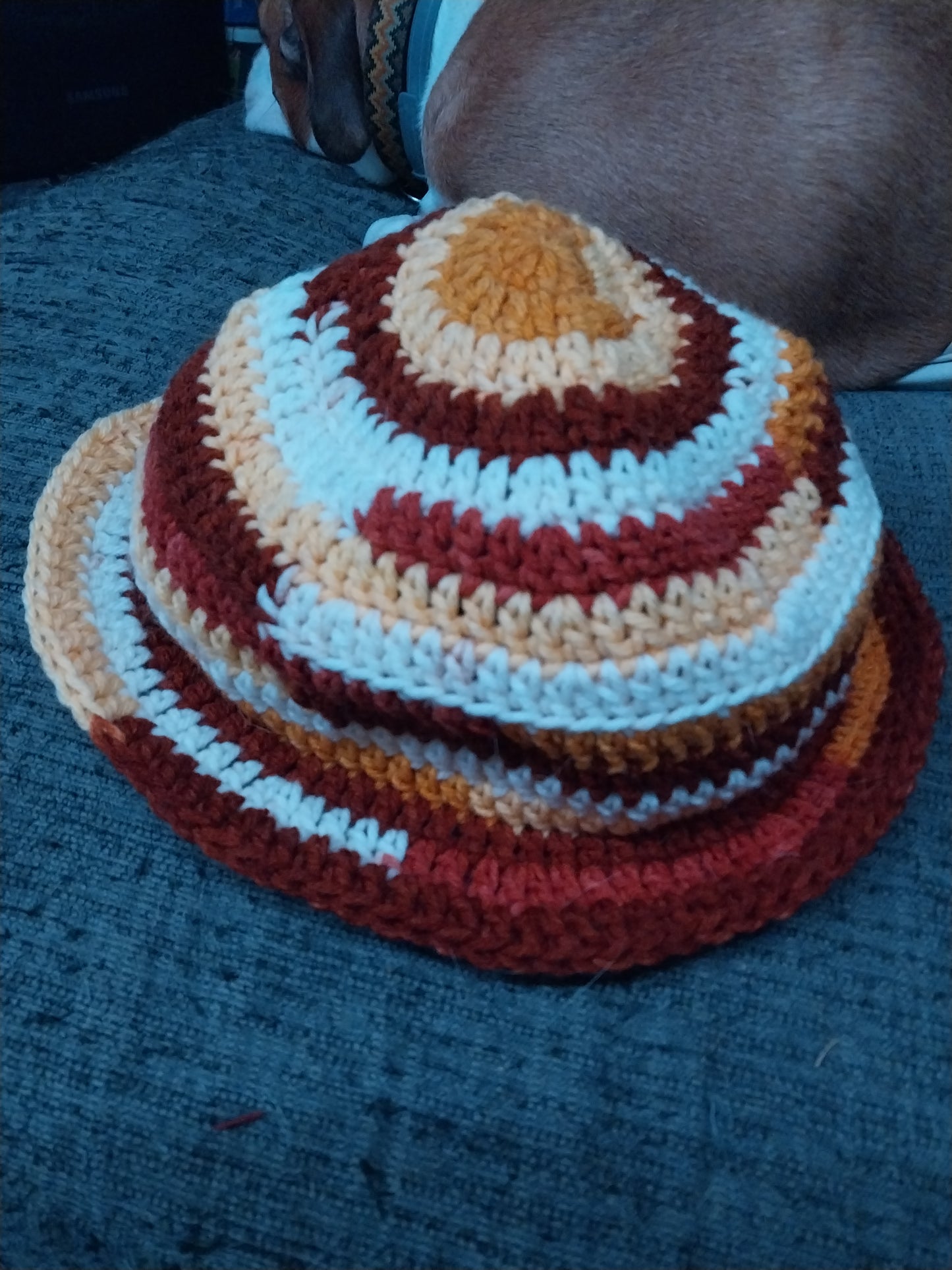 PSL Fall Colors Crochet Shorter Bucket Hat OOAK