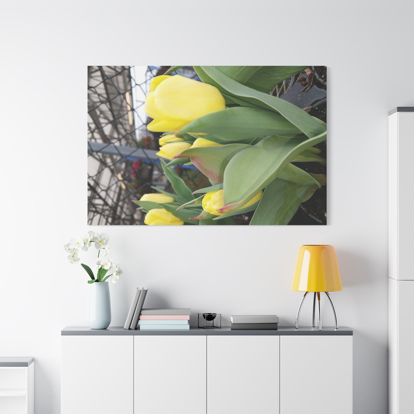 Yellow Tulip Stretched Canvas Art - Vibrant Floral Decor for Home & Gifts