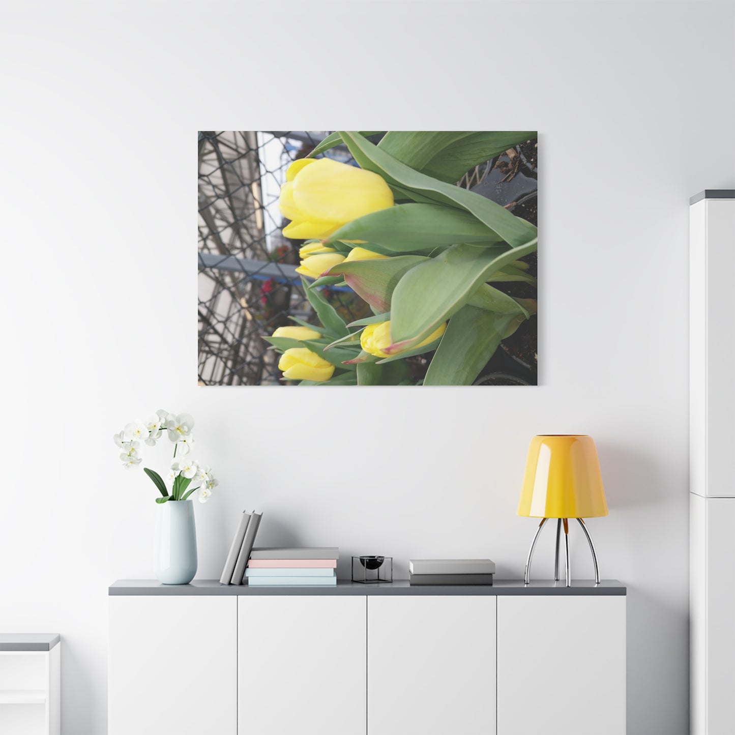 Yellow Tulip Stretched Canvas Art - Vibrant Floral Decor for Home & Gifts