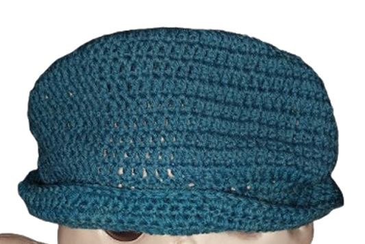 Teal Lightweight Crochet Standard Bucket Hat OOAK