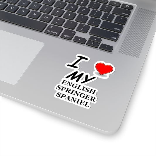 Dog Lover Kiss-Cut Stickers - I Love My English Springer Spaniel, Pet Owner Gifts, Dog Mom Stickers, Dog Lover Decor, Custom Dog Stickers