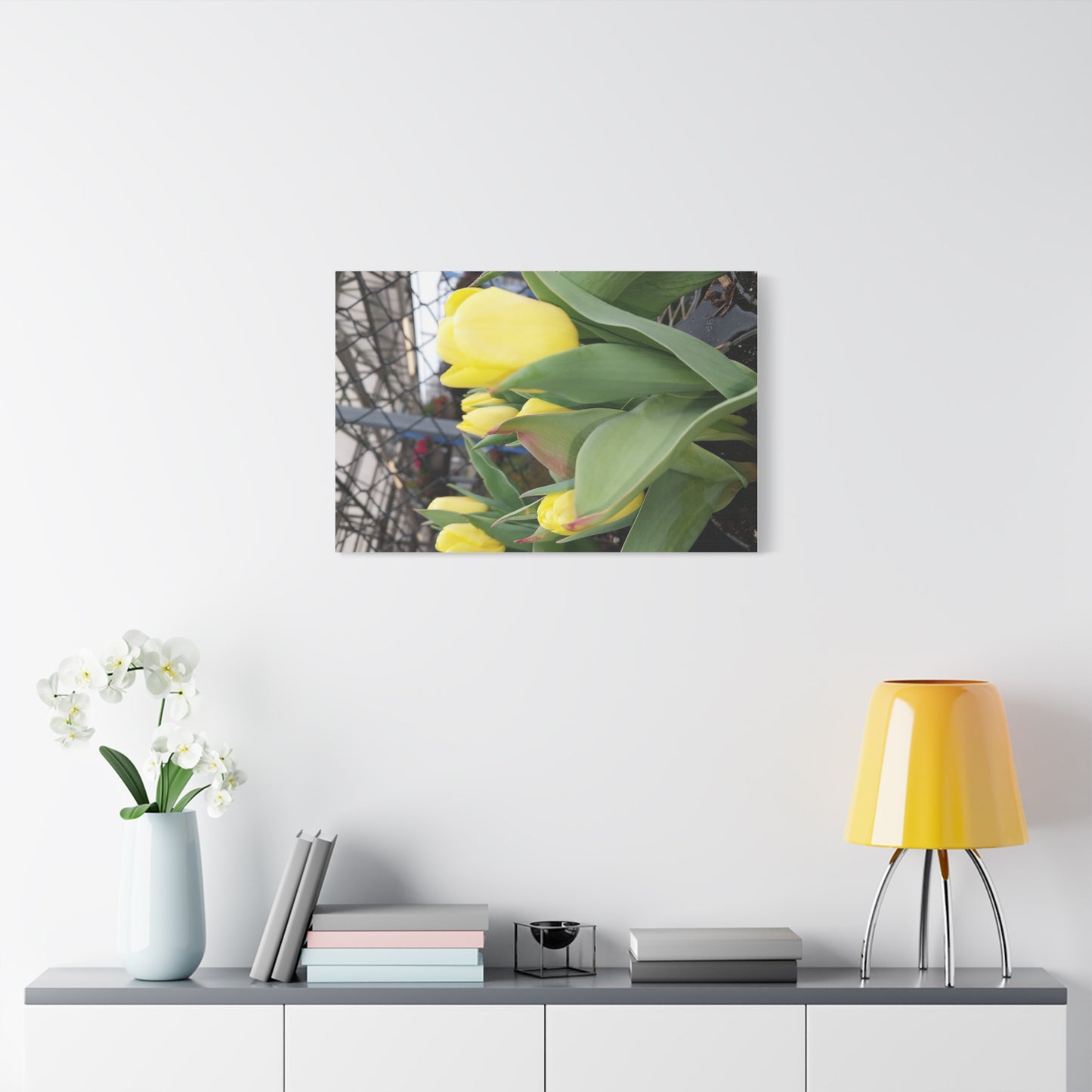 Yellow Tulip Stretched Canvas Art - Vibrant Floral Decor for Home & Gifts