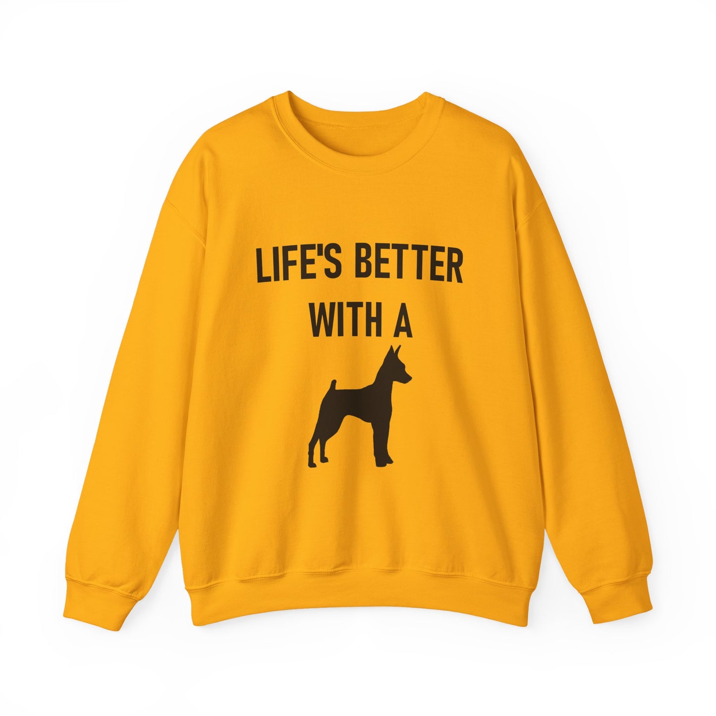 Life's Better with a ( miniature pinscher silhouette )Dog Sweatshirt, Cozy Dog Lover Crewneck, Unisex Fleece Pullover, Pet Parent Gift, Casual Everyday Wear