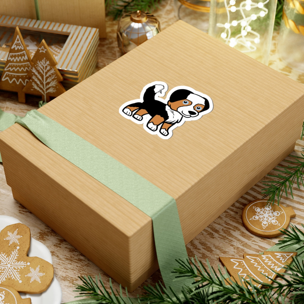 Australian Shepherd Black Tri with Tail Adorable Dog Kiss-Cut Stickers - Perfect for Pet Lovers and Celebrating Special Moments!