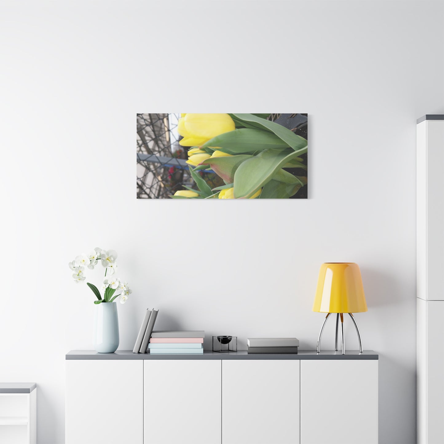 Yellow Tulip Stretched Canvas Art - Vibrant Floral Decor for Home & Gifts