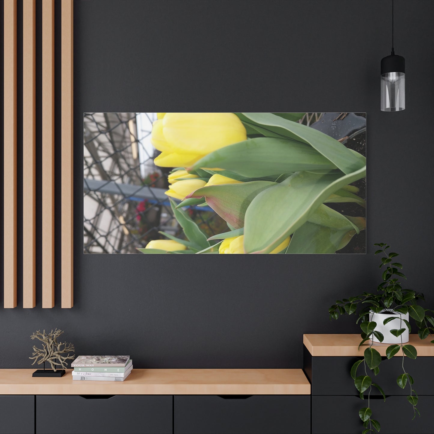 Yellow Tulip Stretched Canvas Art - Vibrant Floral Decor for Home & Gifts