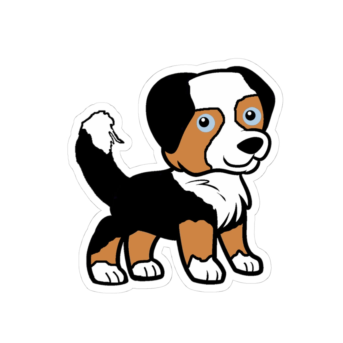 Australian Shepherd Black Tri with Tail Adorable Dog Kiss-Cut Stickers - Perfect for Pet Lovers and Celebrating Special Moments!