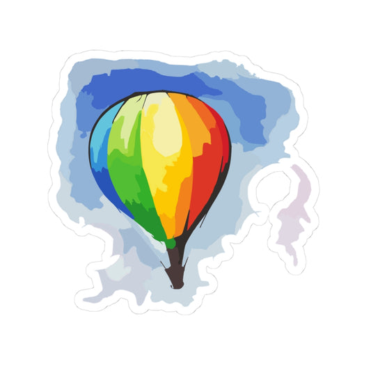 Rainbow Hot Air Balloon Kiss-Cut Stickers - Vibrant Decorative Stickers for Laptops and Journals