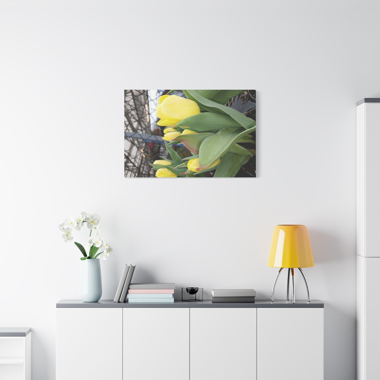 Yellow Tulip Stretched Canvas Art - Vibrant Floral Decor for Home & Gifts